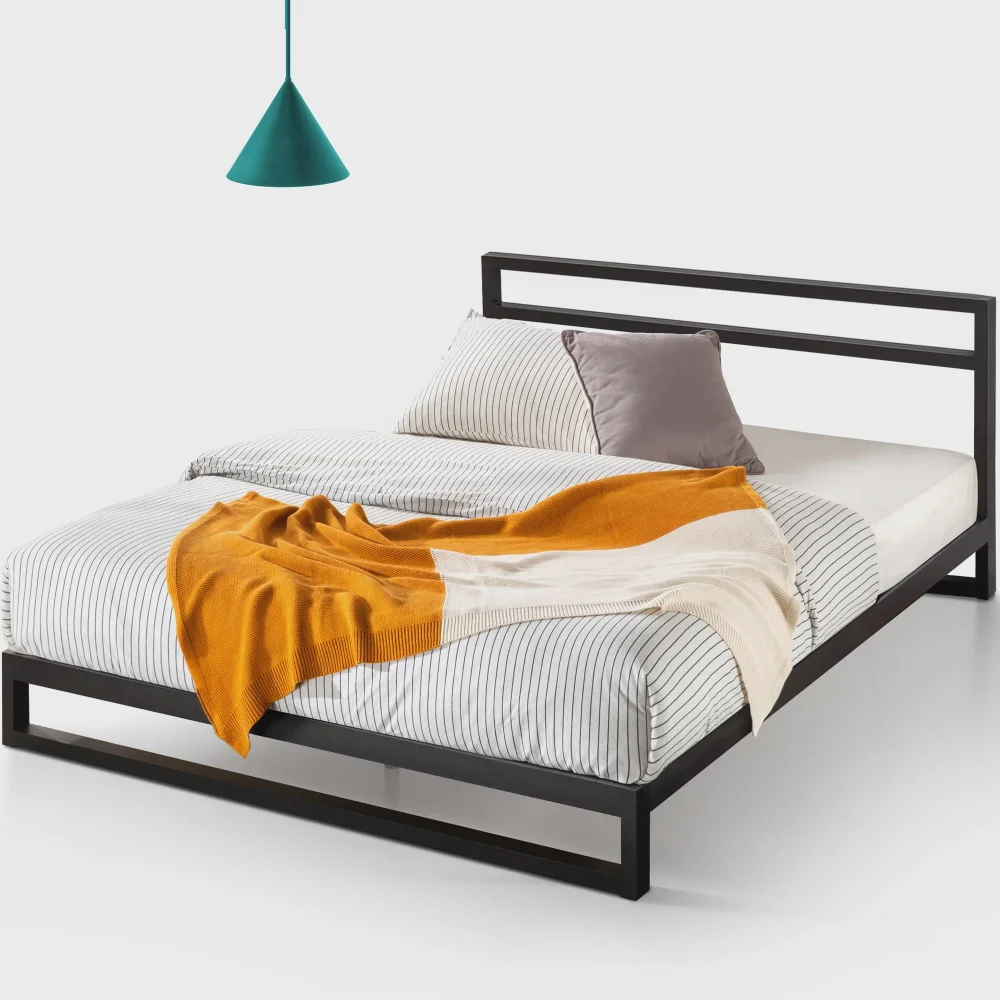 Кровать Trisha 27 дюймов на платформе для тяжелых условий эксплуатации с изголовьем кровати, полноразмерный диван-кровати, мебель, рама для двуспальной кровати с изголовьем кровати