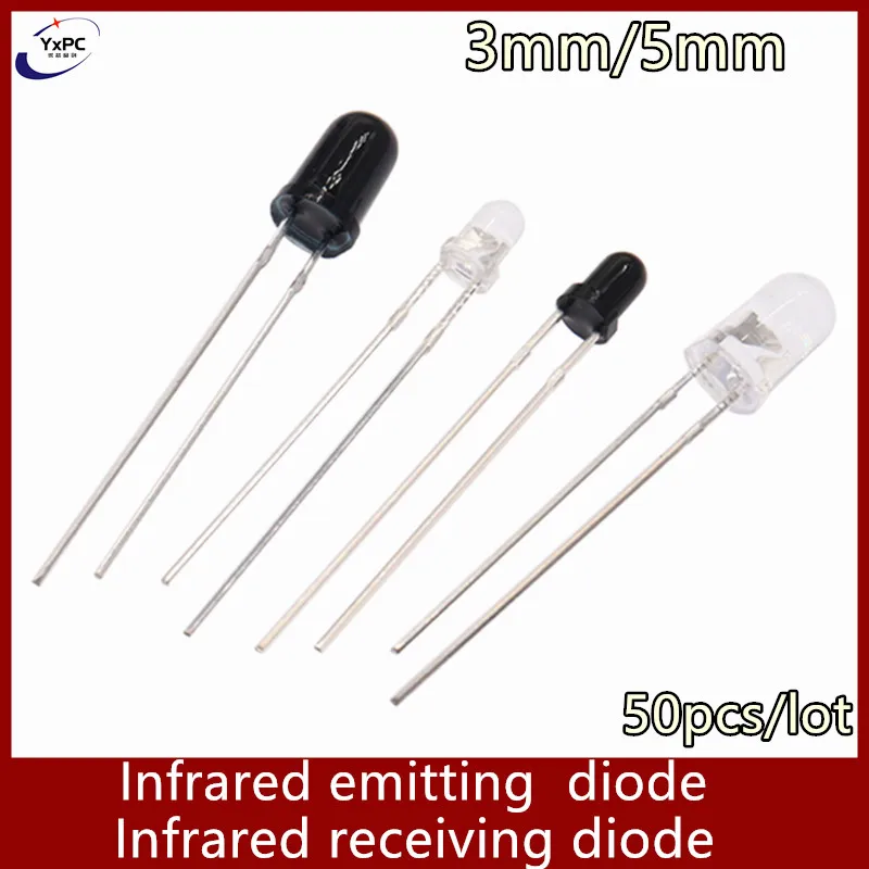

50pcs F3 3MM F5 5mm Infrared emitting receiving diode 940nm Emitter Receiver LED