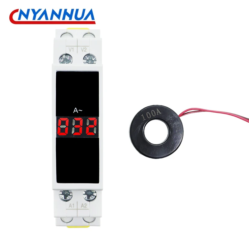 Однофазный амперметр модульный светодиодный цифровой дисплей DIN-рейка 1-100 А AC80-500