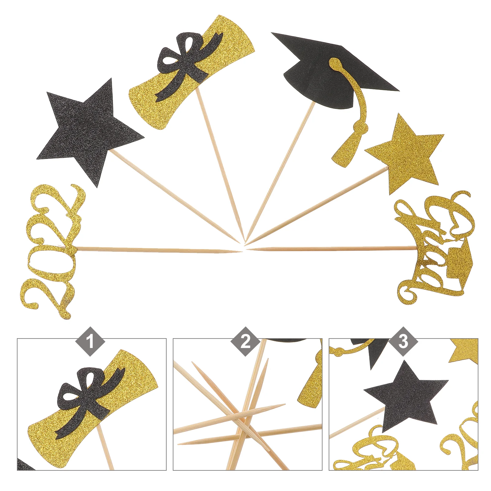 

24pcs Cake Cupcake Topper Graduation Cupcake Topper Party Cake Picks (2 Packs)
