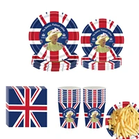 british flag patriotic party supplies british flag tableware kit uk british flag paper plates cups and napkins decoration