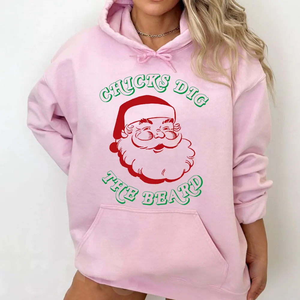 Осенняя толстовка с капюшоном Chicks Dig The Beard Christmas Christma мужская осенняя узором Ropa