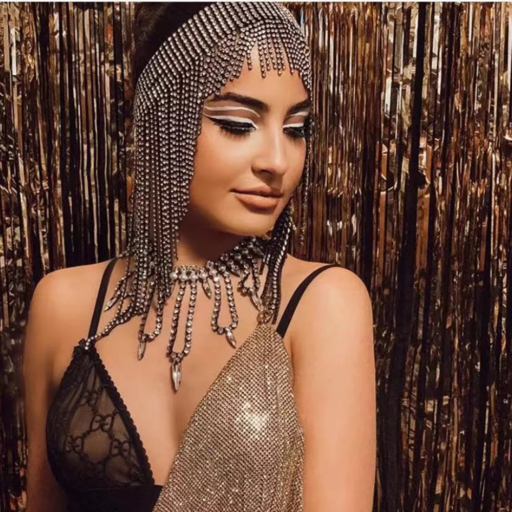 

Women's Party Favors Sparkling Crystal Tiara Tiara Chian Luxury Rhinestone Long Tassel Tiara Chian Jewelry Accessories