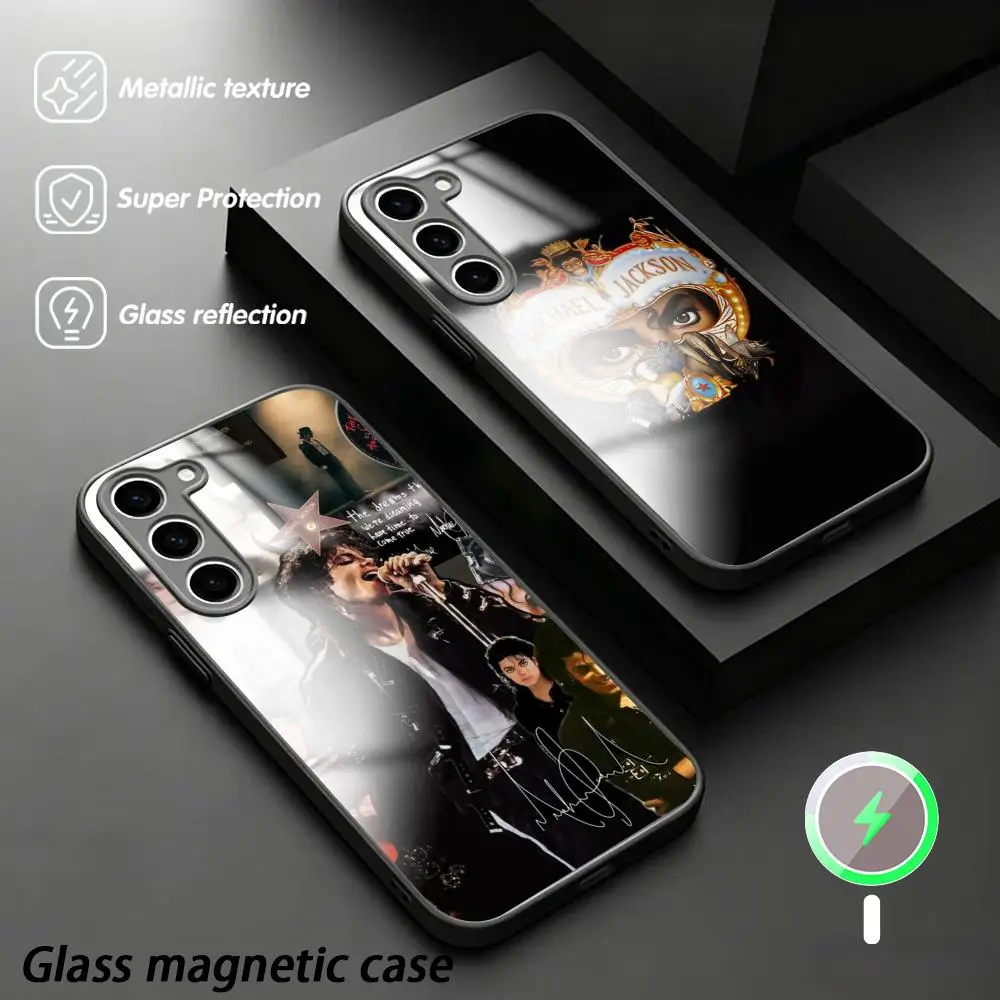 Фото Чехол для телефона с рисунком Dance King Michael Jackson для Samsung S26 S25 S24 S23 S22 S21 Plus Ultra Fold A, стеклянный магнитный чехол №1