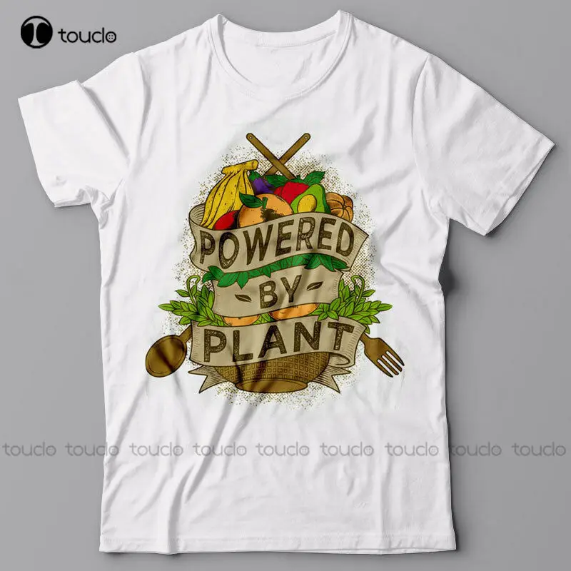

Powered By Plant Vegan T-Shirt - Funny Vegetarian Gift Idea Casual Men Outwears Popular Design Hip Hop Anime Male T Shirt