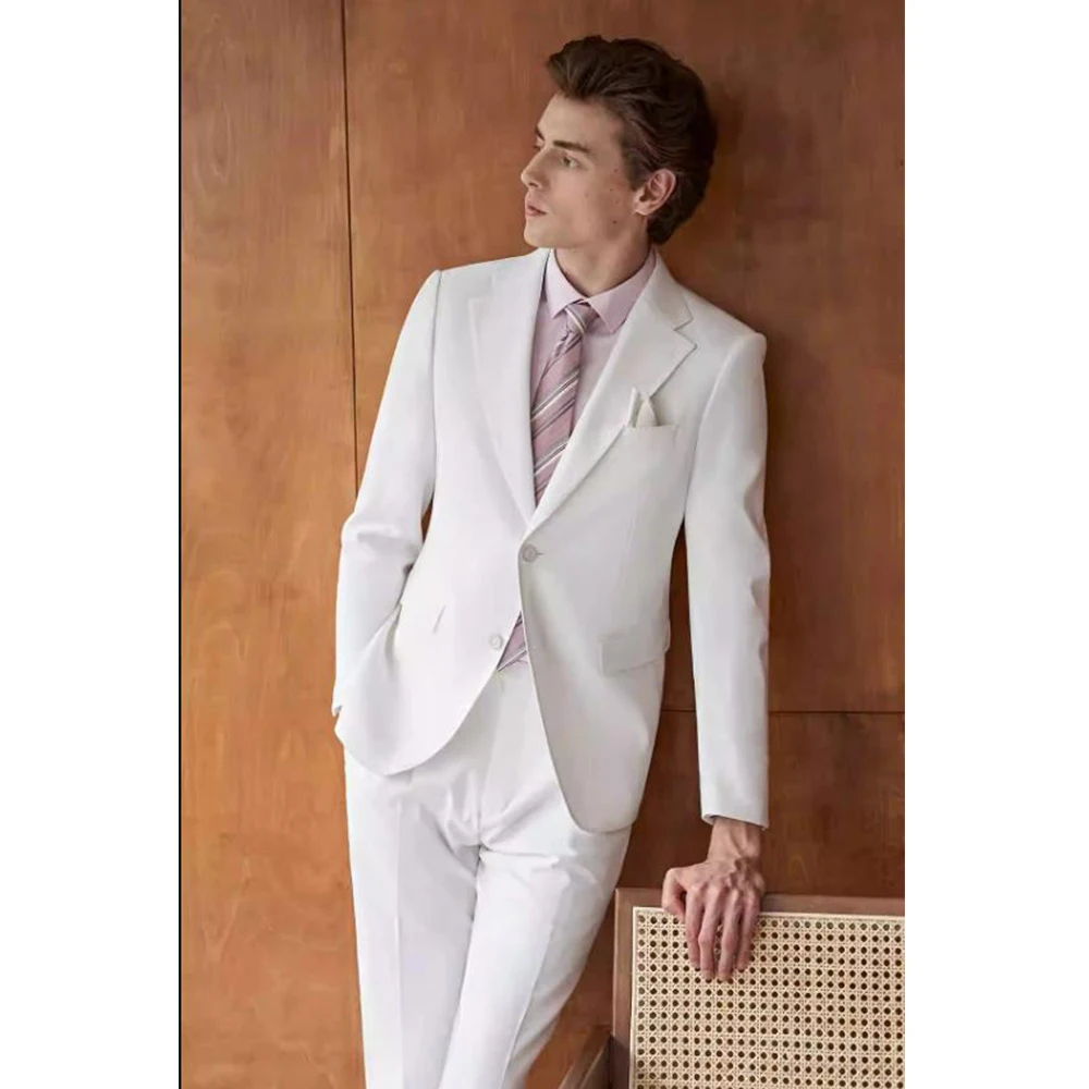 

Two Piece Suit Elegant Suits for Men Suits High Quality Luxury Men's Suit Solid Color A Buckle Simple and Slim Groomsmen Dress