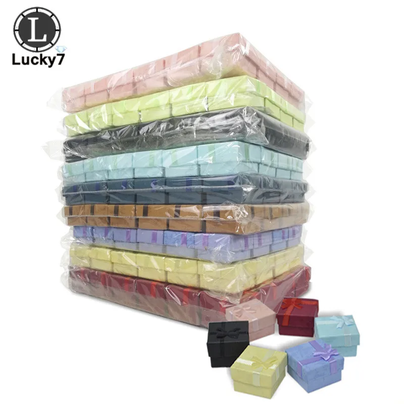 240pcs/lot Assorted Jewelry Boxes for Organizer Jewelry Display 4*4*3cm Assorted Colors Ring Box Small Gift Boxes