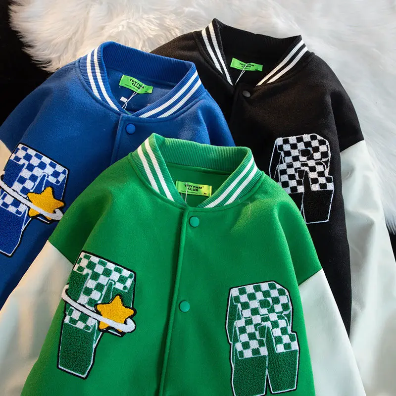 

2022 European and American Alphabet Embroidery Women Street Hip-hop Baseball Uniform Coats Couple Casual All-match Jacket Q217