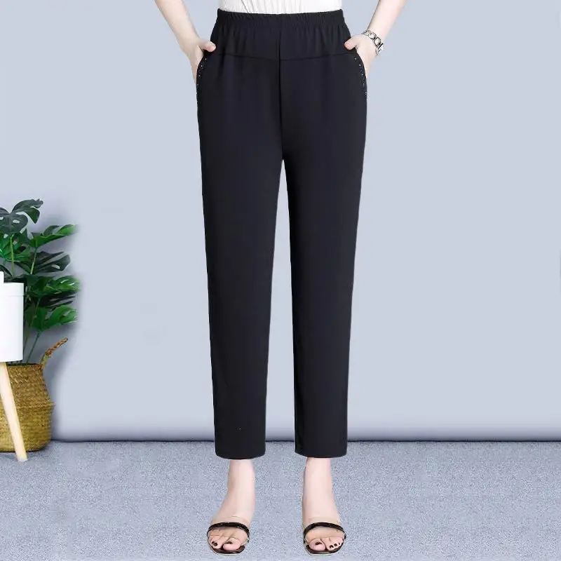 2023 New Summer Women Korean Style Office Ladies Long Pants Trousers Loose Fashion Female Casual Solid Straight Pants Tops F43