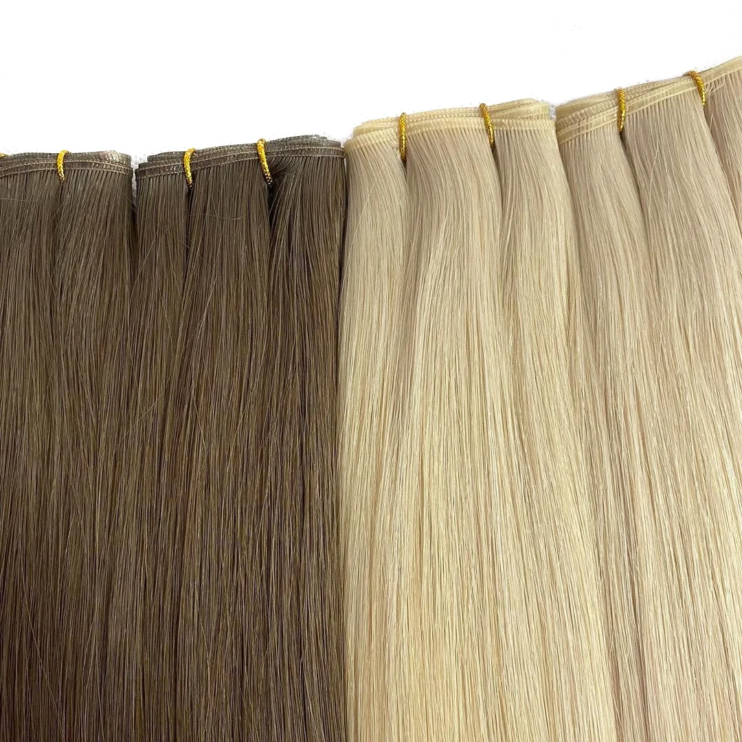 Фото Genius Weft, прямые бразильские 100% натуральные человеческие волосы, двойные вытянутые невидимые наращивание волос для женщин, плетение волос №4