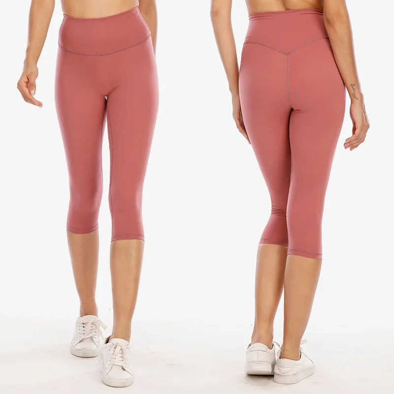 Outlets No.1 Women Leggings Align Calf Length Pants Fitness Nylon Running Yoga Breathable Seamless Cropped Leggings Workout