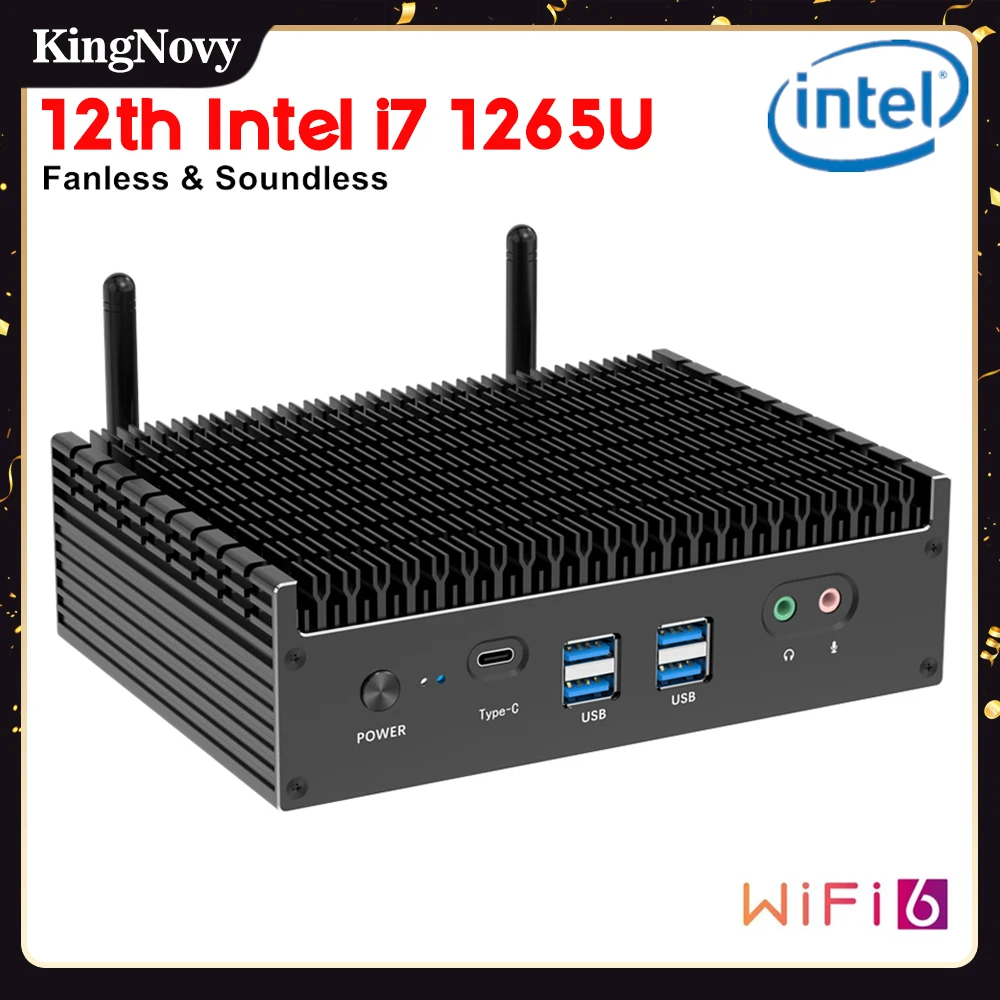 

2023 New 12th Gen Fanless Mini PC Intel i7 1265U i5 1235U Windows 11 PCIE4.0 Dual 2.5G LAN Tunderbolt 4 WiFi6 Gaming Computer