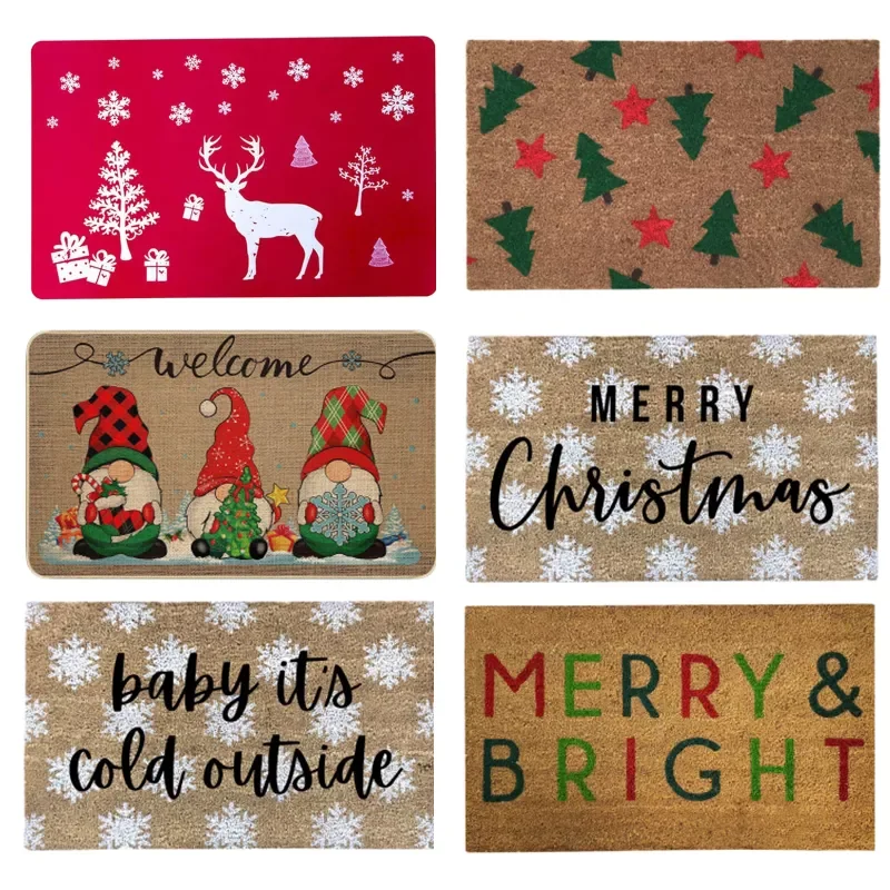 

Добро пожаловать, коврик, рождественские украшения, коврик для входной двери, прямоугольный напольный нескользящий коврик с принтом для пр...