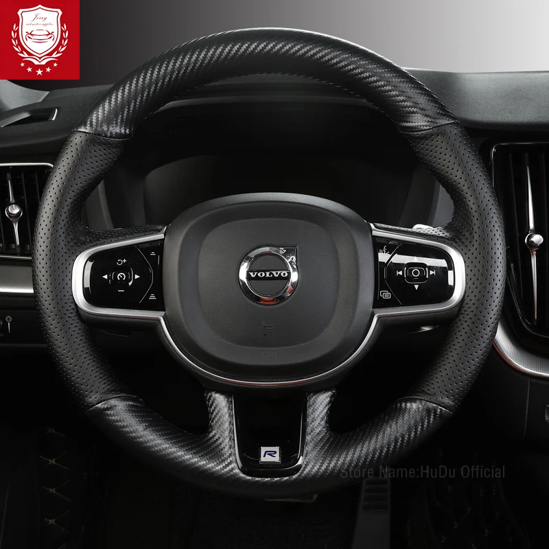 

For Volvo S60L S80 XC90 V90 S90 XC60 XCS70 S80L V40 V60 DIY Cuatom Car Steering Wheel Cover Alcantara Leather Matte Carbon Fiber