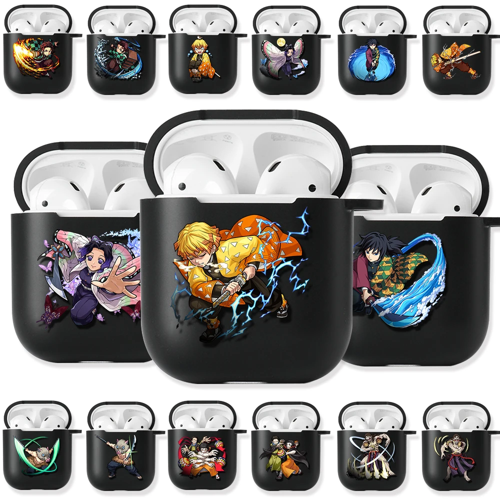 

Anime Demon Slayer Black Soft Silicone Case for Airpods Pro 3 2 1 Kimetsu No Yaiba Tanjirou Nezuko Zenitsu Earphone Cases Cover