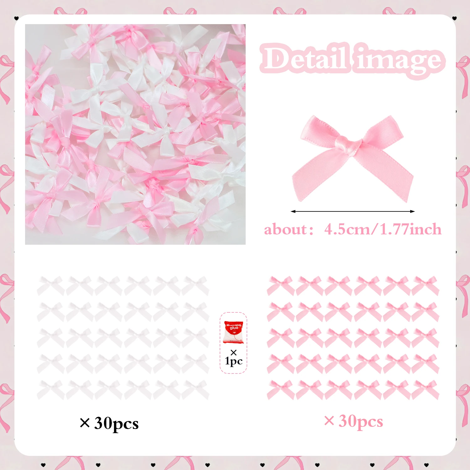 

Бантики из лент для декора 60 шт