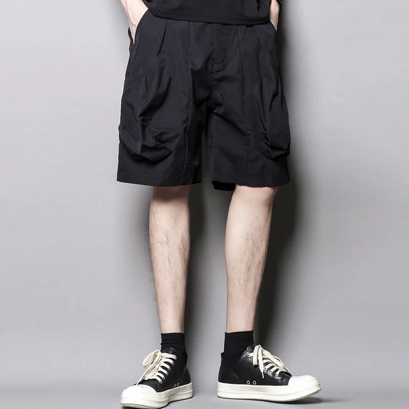 

Men's Summer Japanese Solid Color Design Irregular Tailoring Casual Pants Fashion Overalls Large Size Cropped Shorts