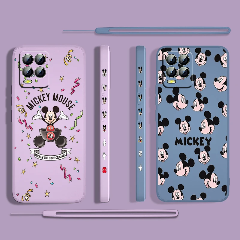 

Mickey Mouse Minnie Cute For OPPO Realme 50i 50A 9i 8 Pro Find X3 Lite GT Master A9 2020 Liquid Left Rope Phone Case Capa Cover