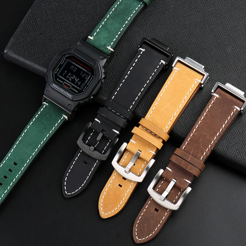 Фото Винтажный ремешок для часов из воловьей кожи для G-SHOCK Casio DW5600 GW-B5600 GW-M5610 DW-5600 GA 110 120 GA2100, ретро-ремешок для часов, браслет №2