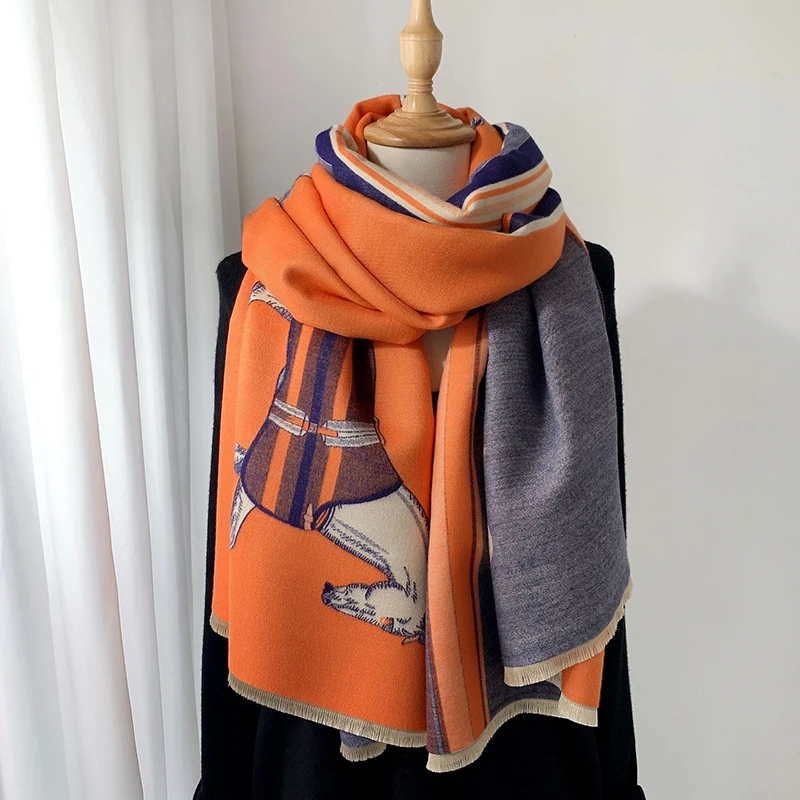 

Роскошный женский шарф, дизайнерский зимний кашемировый пашминовый теплый толстый хиджаб Bufanda, шаль, одеяло, женские шарфы, палантины