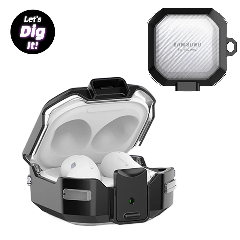 Прозрачный чехол для наушников из углеродного волокна с замком Samsung Galaxy Buds Pro