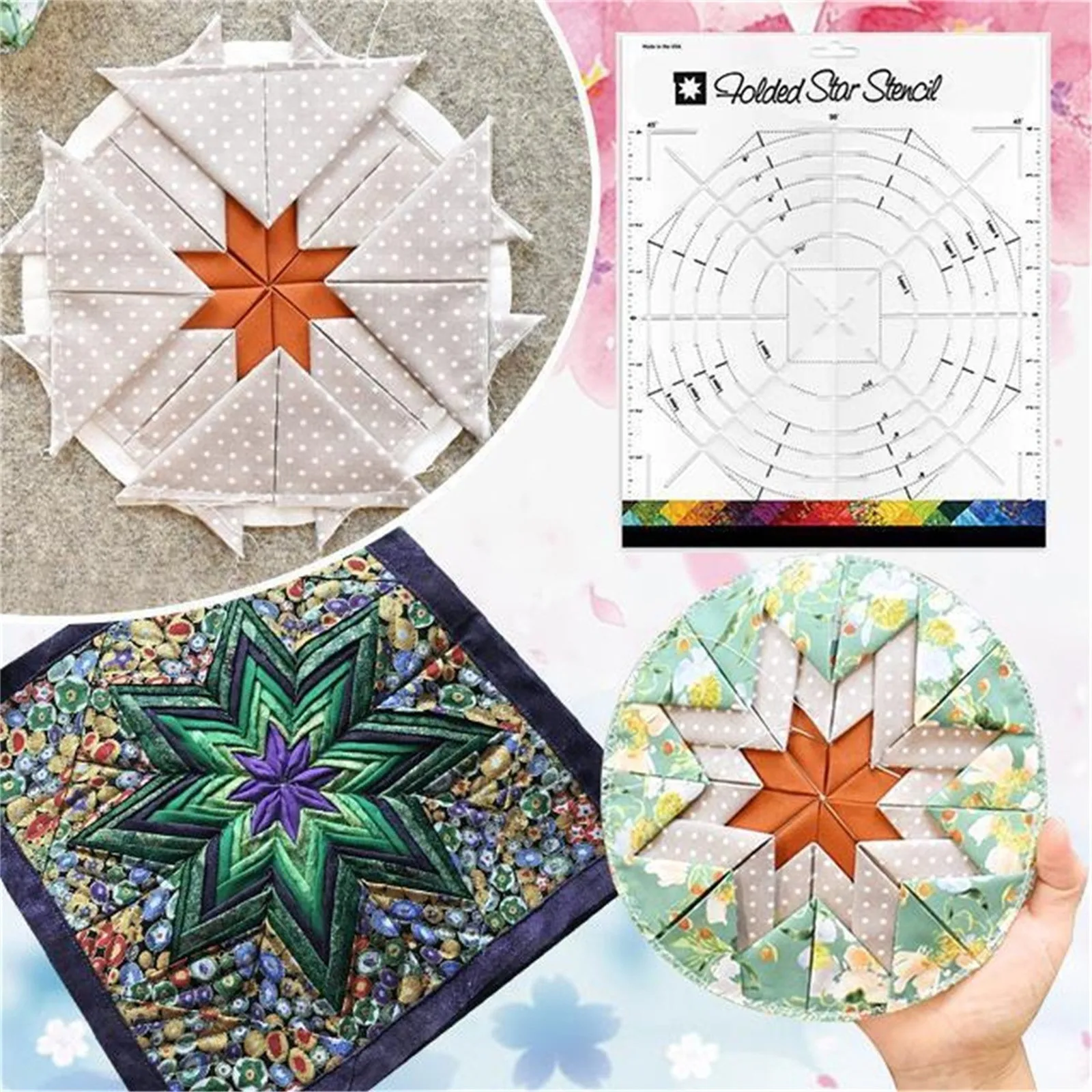 

Sewing Ruler Folded Star Guide Template Multipurpose Bowl Pattern Sewing Template DIY Craft Stencil Cut Tool Sewing Supplies