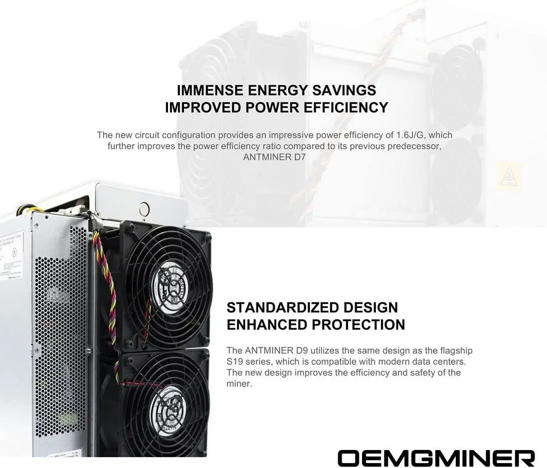 Bitmain Antminer Dash Miner D9 Hashrate 1770G Мощность 2839 Вт встроенный блок питания