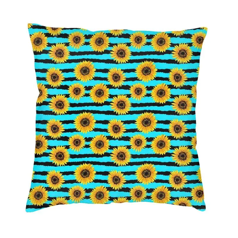 

Наволочки в синюю полоску с подсолнухом, 45x45 см, бархатная искусственная наволочка для дивана, квадратная наволочка, украшение для спальни