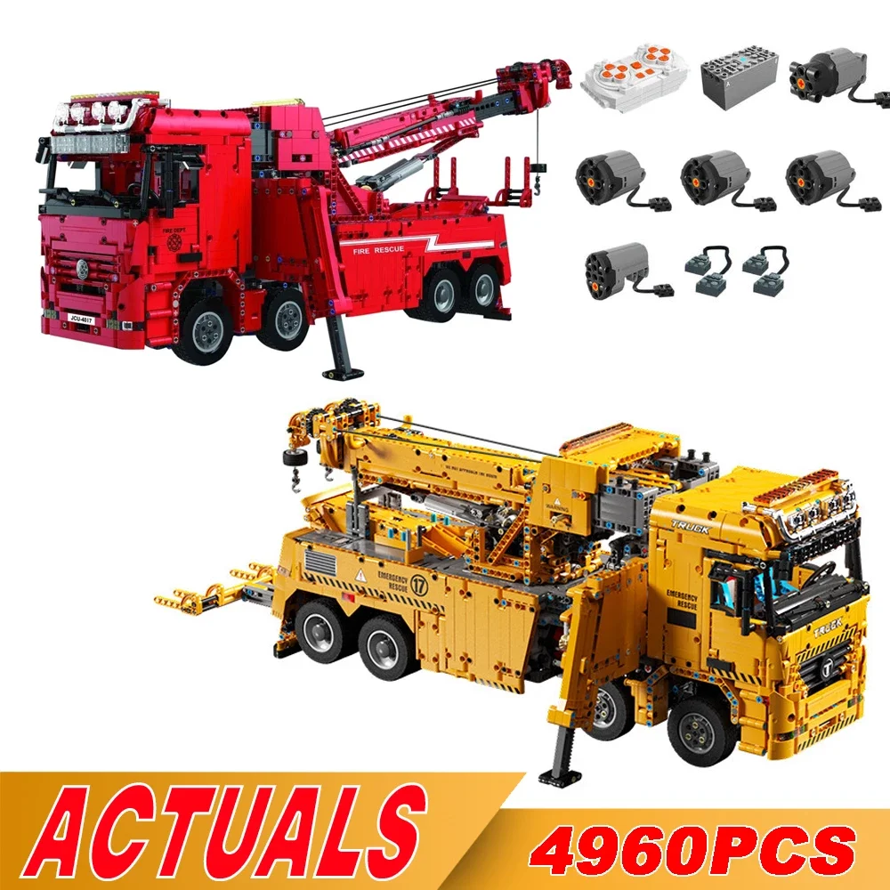 

T4017 4960 шт. Moc технический 8x8 дорожный спасательный грузовик кран Электрический пульт дистанционного управления сборка DIY Кирпичи Строительные блоки игрушки для взрослых