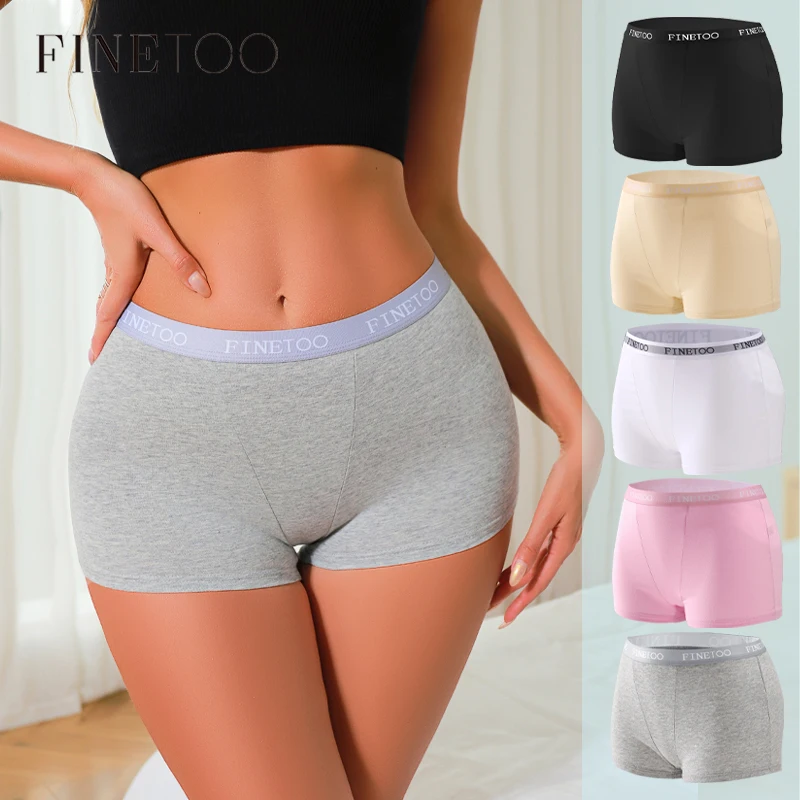 1Pcs Хлопок Дышащий Boyshort Нижнее Белье Женские Трусики FINETOO Письмо Талия Трусы