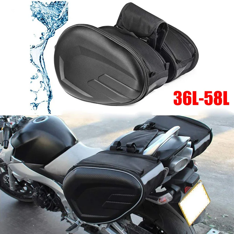 

2PCS Universal fit Motorcycle Pannier Bags Luggage Saddle Bags Side Storage Fork Travel Pouch Box 36-58L