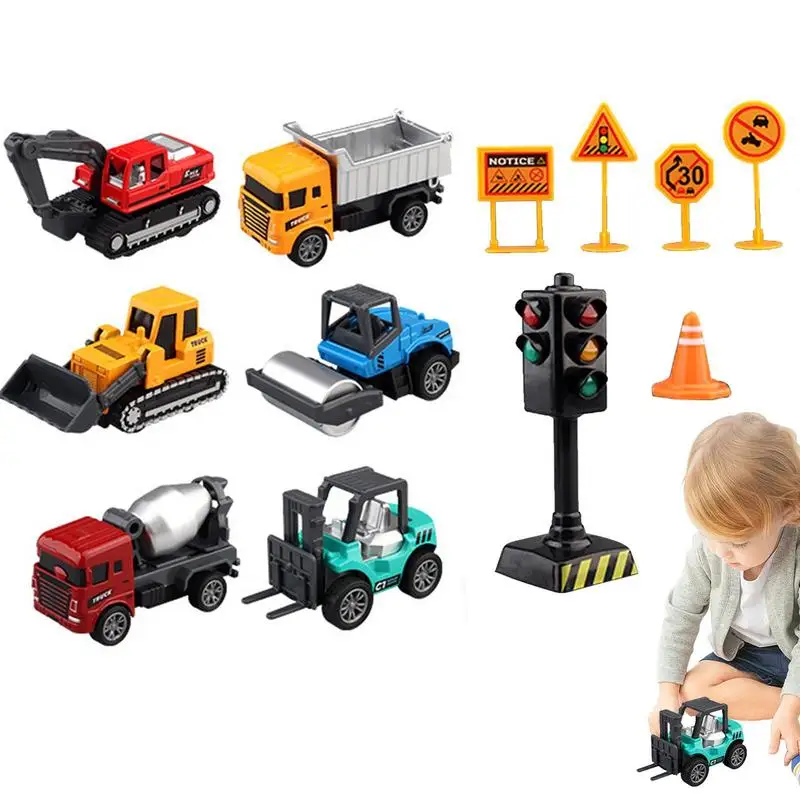 

Строительные игрушечные грузовики, строительные игрушки, тяговые автомобили, Инженерная техника, грузовики, игрушечный набор с вилочным погрузчиком, трактором, экскаватором