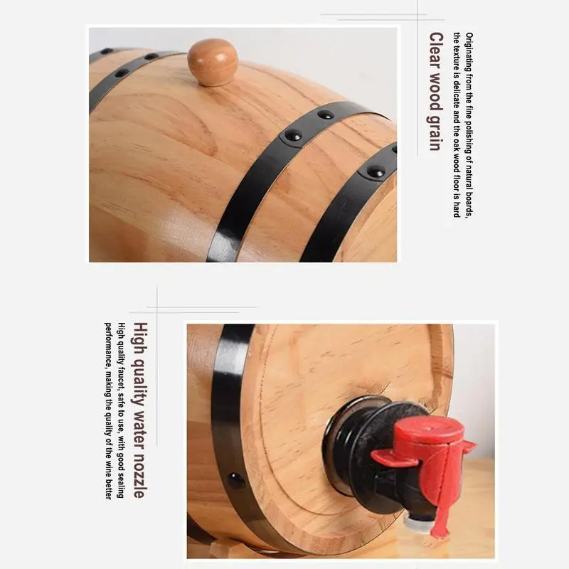 Мини-бочка из дуба, 1 л, бочка для вина из дуба, деревянная бочка из дуба,  бочка из дуба для домашнего приготовления коктейлей, винный ром  бурбонтеквила | AliExpress