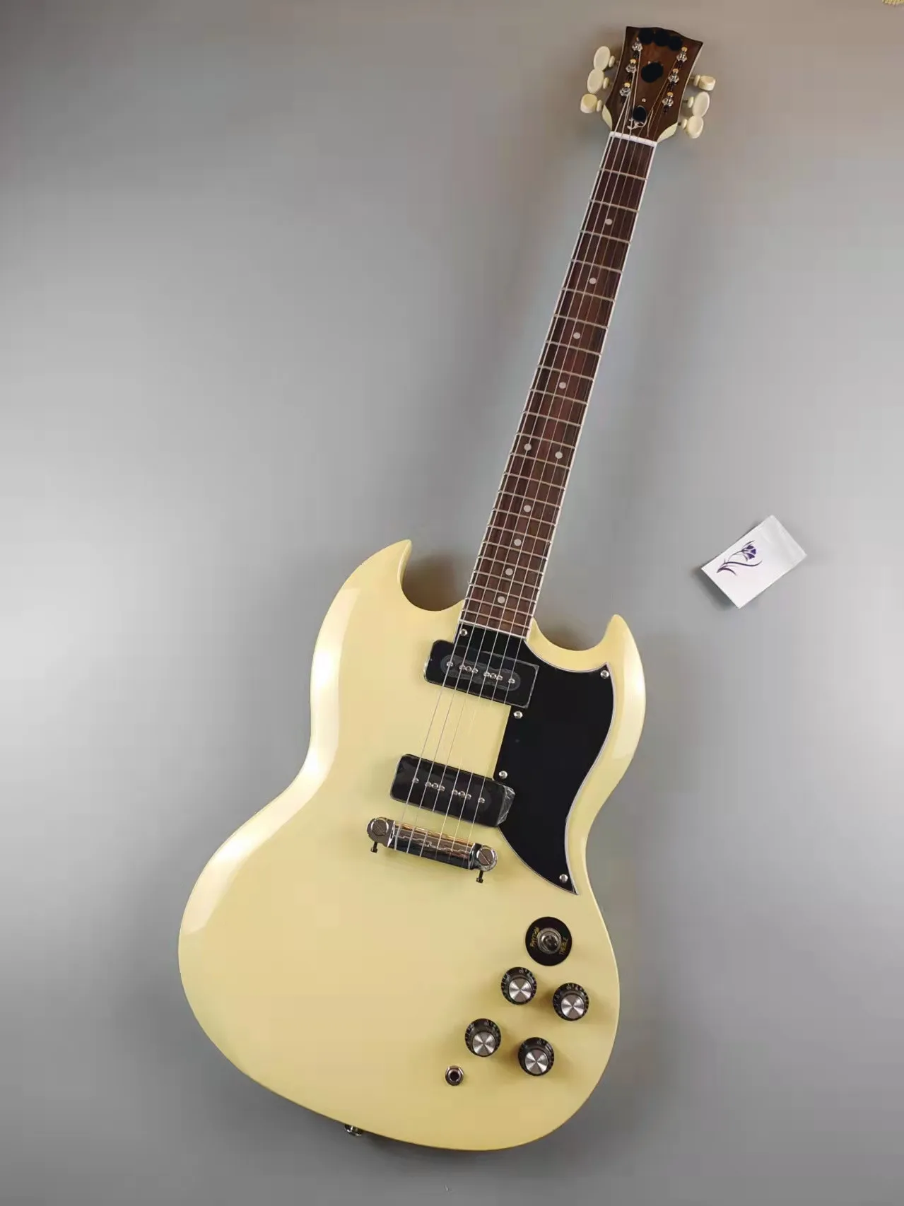 

Cream White SG, Mahogany Piece Body, Rosewood Fingerboard, Point Inlay, In Stock, Fast Air Shipping, Free Shipping
