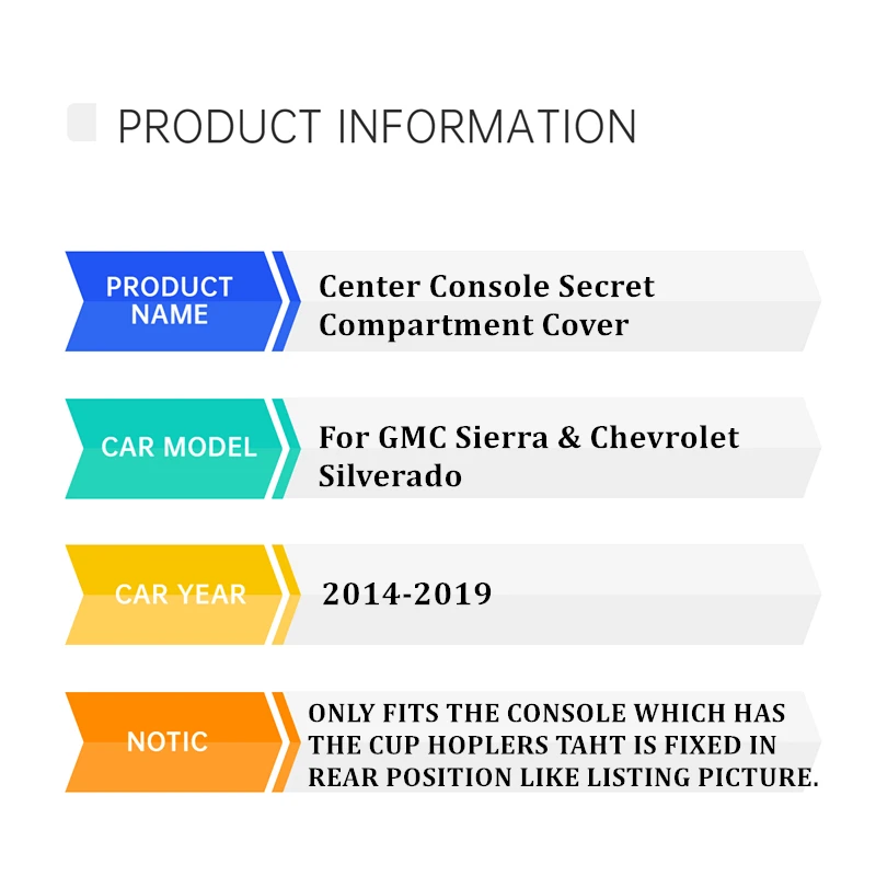 Центральная консоль крышка с секретным отсеком для Chevy GMC Silverado Sierra 1500 2500 2015 2016 2017