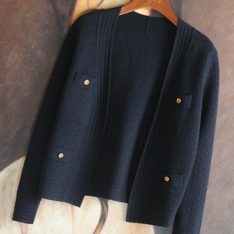 OCEANLOVE корейские модные кардиганы для женщин однотонные двубортные винтажные