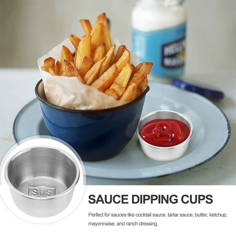 4 шт. чашки для пудинга из нержавеющей стали блюдо кетчупа и приправ серебряная