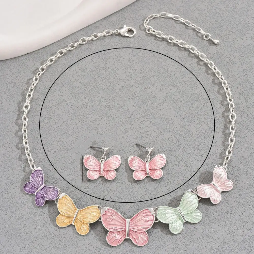 Ожерелье с допамином комплект серег бабочка милая эмалированная цепочка на