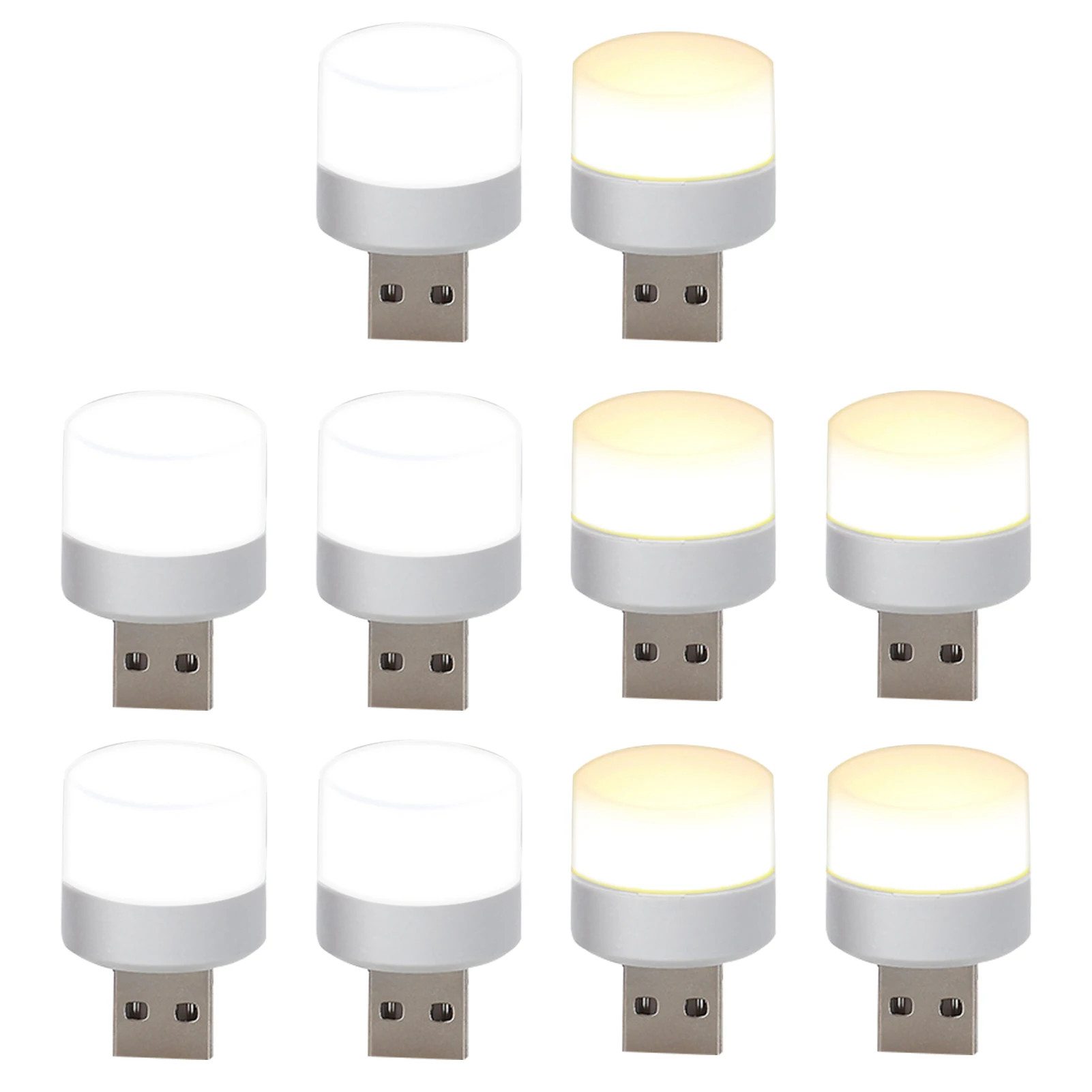 

10pcs Nursery Home Office Plug In Reading Hallway Lightweight Soft LED Mini Portable USB Night Light Eye Protection For Bedroom