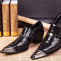 2022 new european and american mens pointed leather trend leather high heel business mens outside elevator lazy shoes