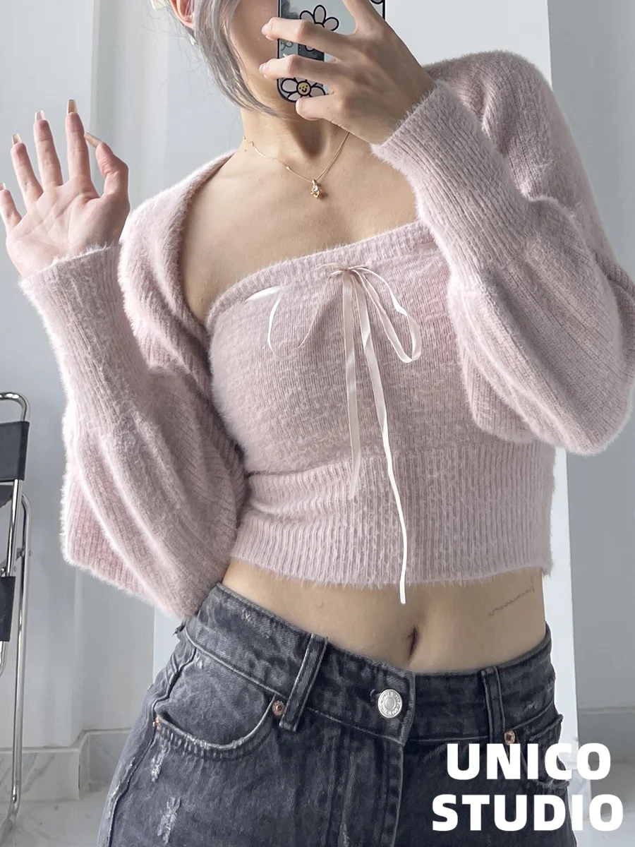 TVVOVVIN 2023 INS женская короткая юбка с открытой шеей из мягкого вощеного меха и шаль