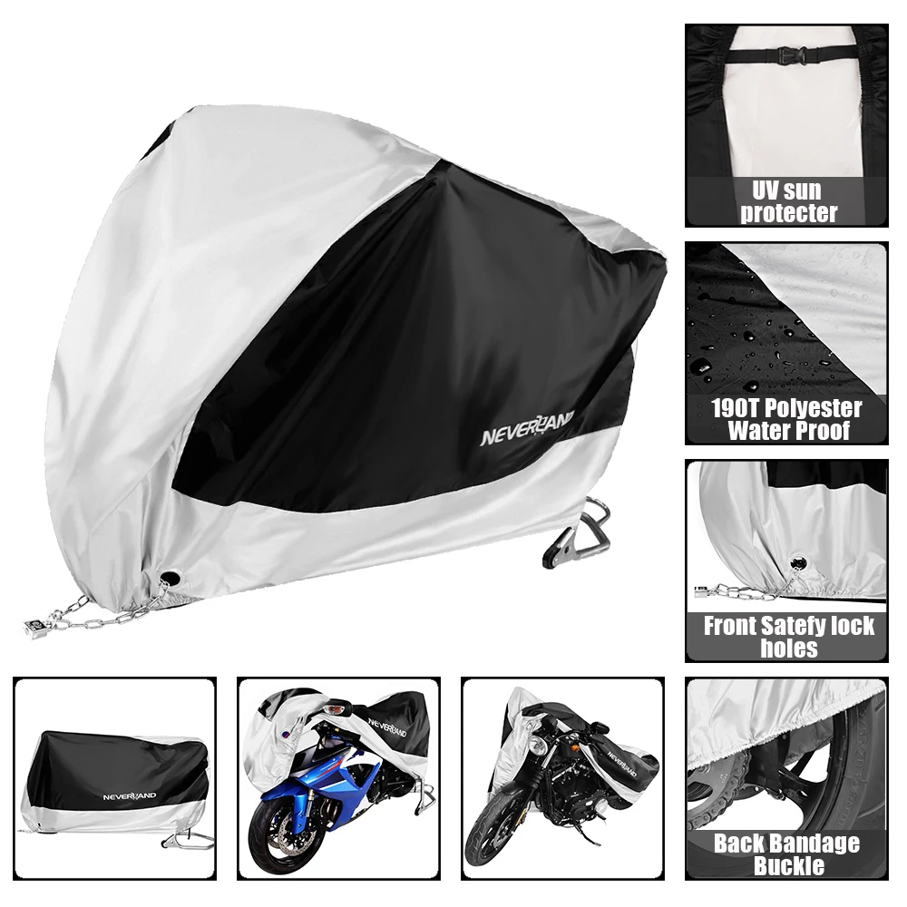 

Water Rain Proof Motorcycle Covers Motors Scooter Dust Snow UV Sun Protector Covers Outdoor Waterproof 295cm M L XL XXL XXXL D25