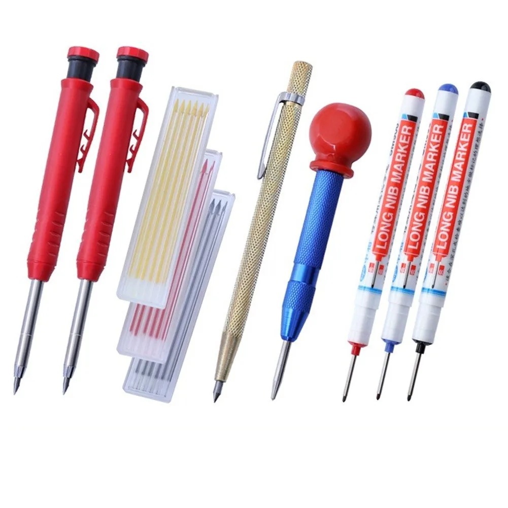 

10PCS Carpenter Pencils Set With 18PCS Refills, Marker Marking Tool Architect