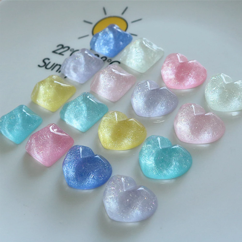 Серебристые квадратные сердца 10 шт.