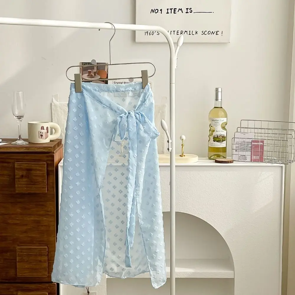 Кружевная открытая юбка в корейском стиле винтажная вязаная прозрачная Y2k