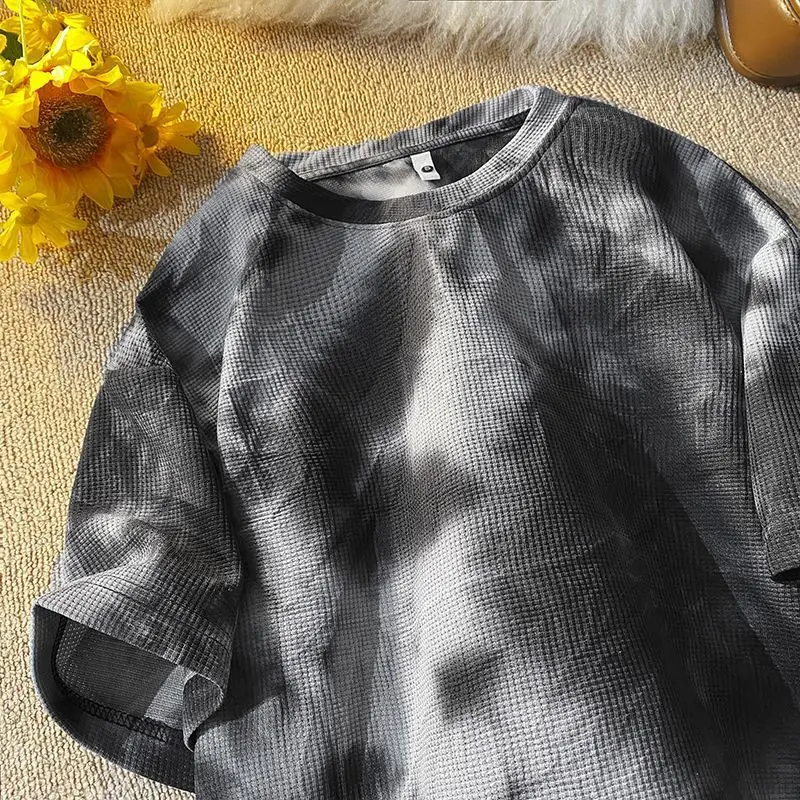 Очень большая вафельная футболка с короткими рукавами весом 50 00 кг мужская