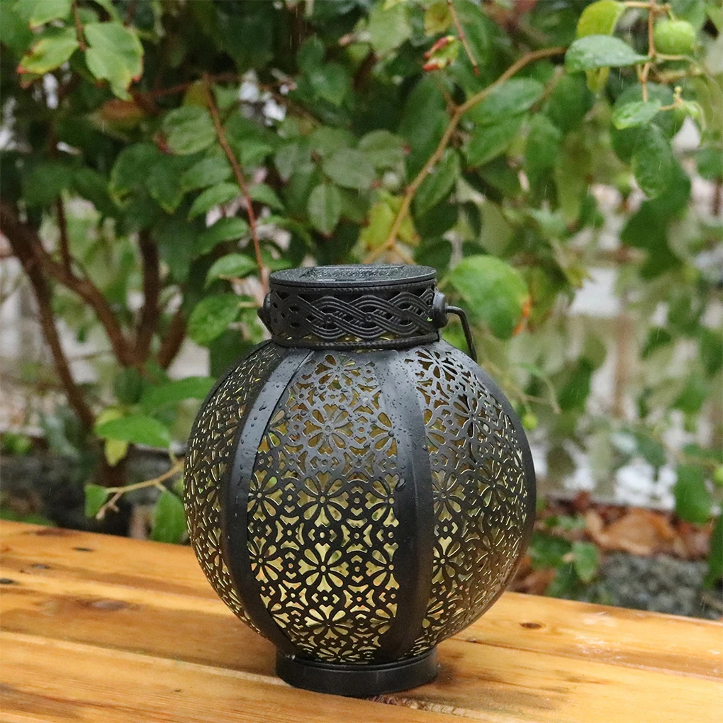 

LED Hanging Solar Lanterns Hollow Outdoor Projection Chandelier Lamp