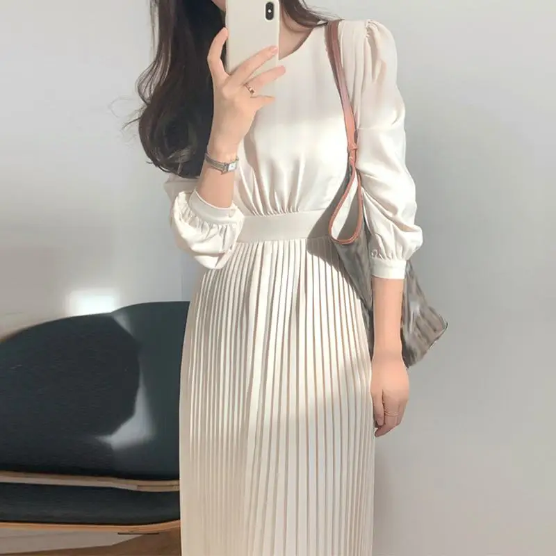 

VONDA Stylish Pleated Maxi Long Dresses Beach Holiday Vestido Women Sexy Long Sleeve Robe Femme Calf-Length Party Sundress
