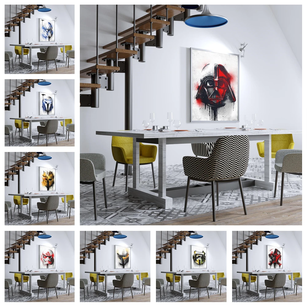 

Настенный декоративный плакат «Звездные войны» Disney, мультяшный Акварель для дома, Настенный декор для столовой, гостиной o1084