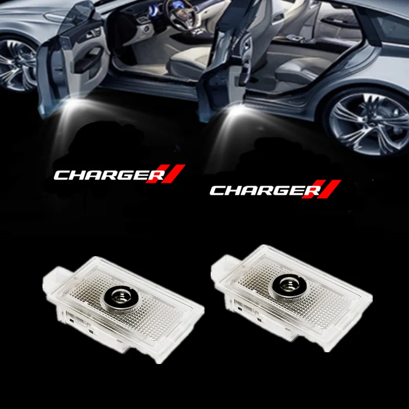 2PCS Led Car Door Logo Laser Projector Light Ghost Shadow Welcome Lamp For Dodge Charger Logo Auto Accessories